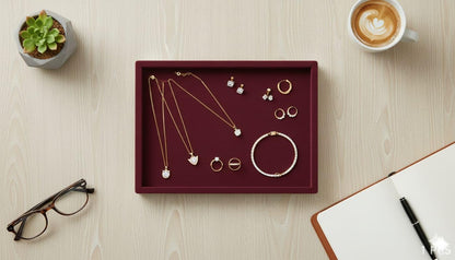 Rpinkal Premium Velvet Jewellery Display & Beading Tray 15 x 12 Inch (Maroon Premium)