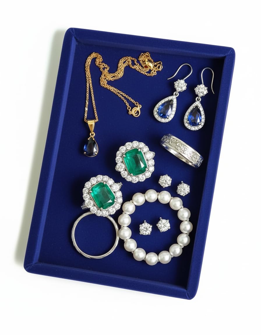 Rpinkal Velvet Jewellery Finding Beading Tray 12 x 9 Inch (BLUE)
