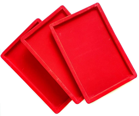 Rpinkal RED Velvet Jewellery Finding Beading Tray 12 x 9 Inch (RED) (Pack of 3)