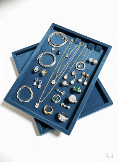 Rpinkal Velvet Jewellery Display & Beading Tray 12 x 9 Inch (Firozi)