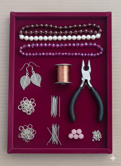 Rpinkal Combo Jewellery Display Organizer Tray (12x9 inch & 14x10 Inch & 15x12Inch) Velvet Tray Pack of 3 (Maroon)