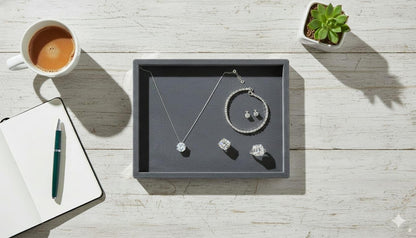 Rpinkal Velvet Jewellery Display & Beading Tray 12 x 9 Inch (New Grey)