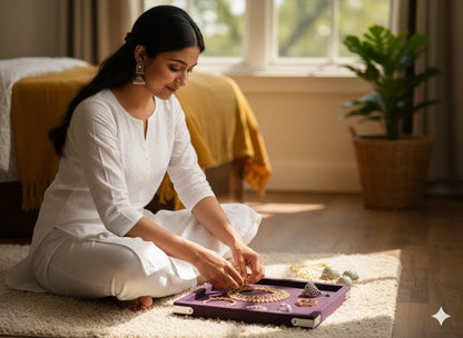Rpinkal Velvet Jewellery Display & Beading Tray 12 x 9 Inch (Wine)