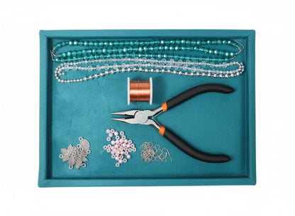 Rpinkal Velvet Jewellery Display & Beading Tray 14 x 10 Inch (Rama Green)