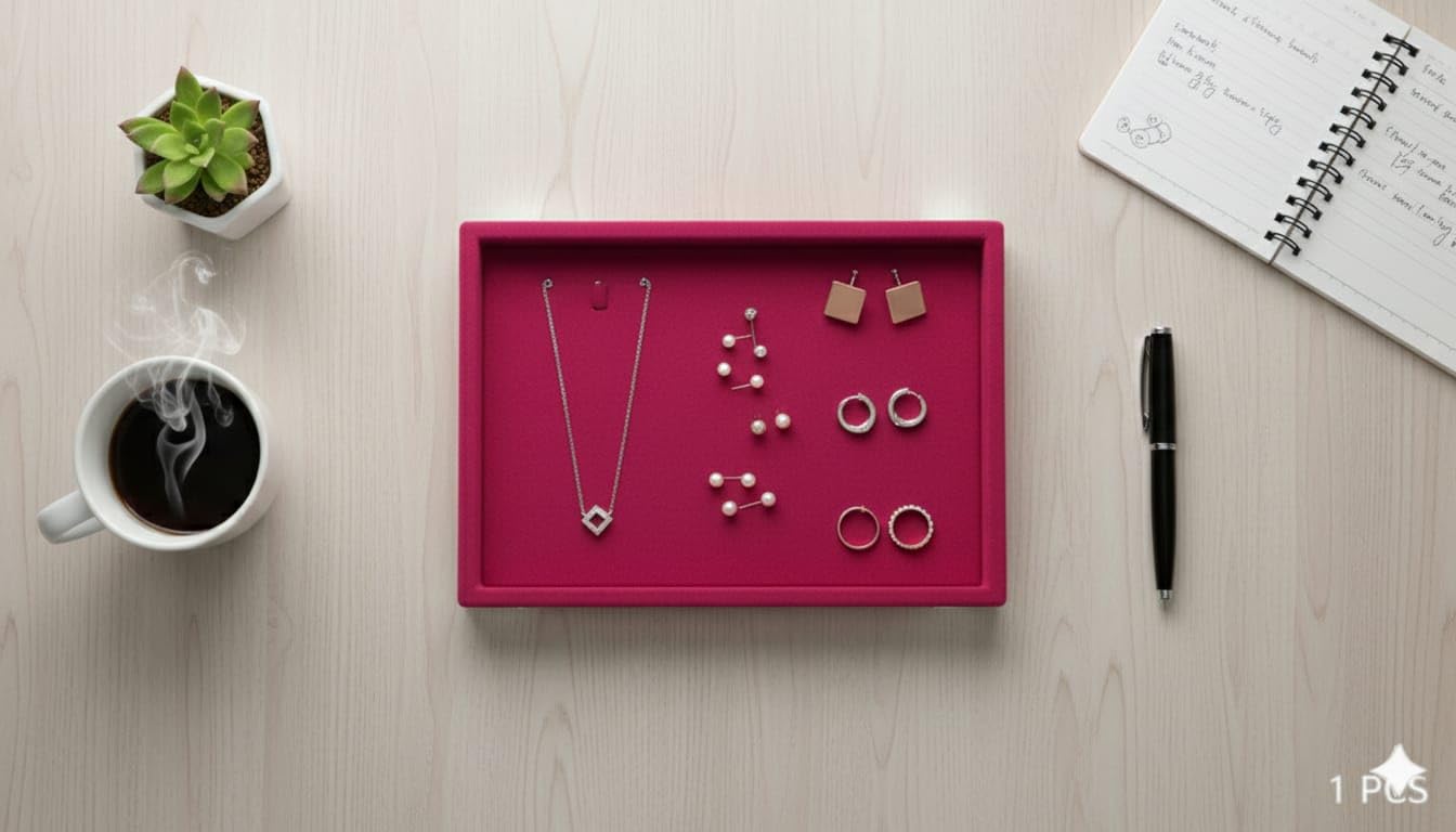 Rpinkal Velvet Jewellery Display & Beading Tray 12 x 9 Inch (Rani Pink)
