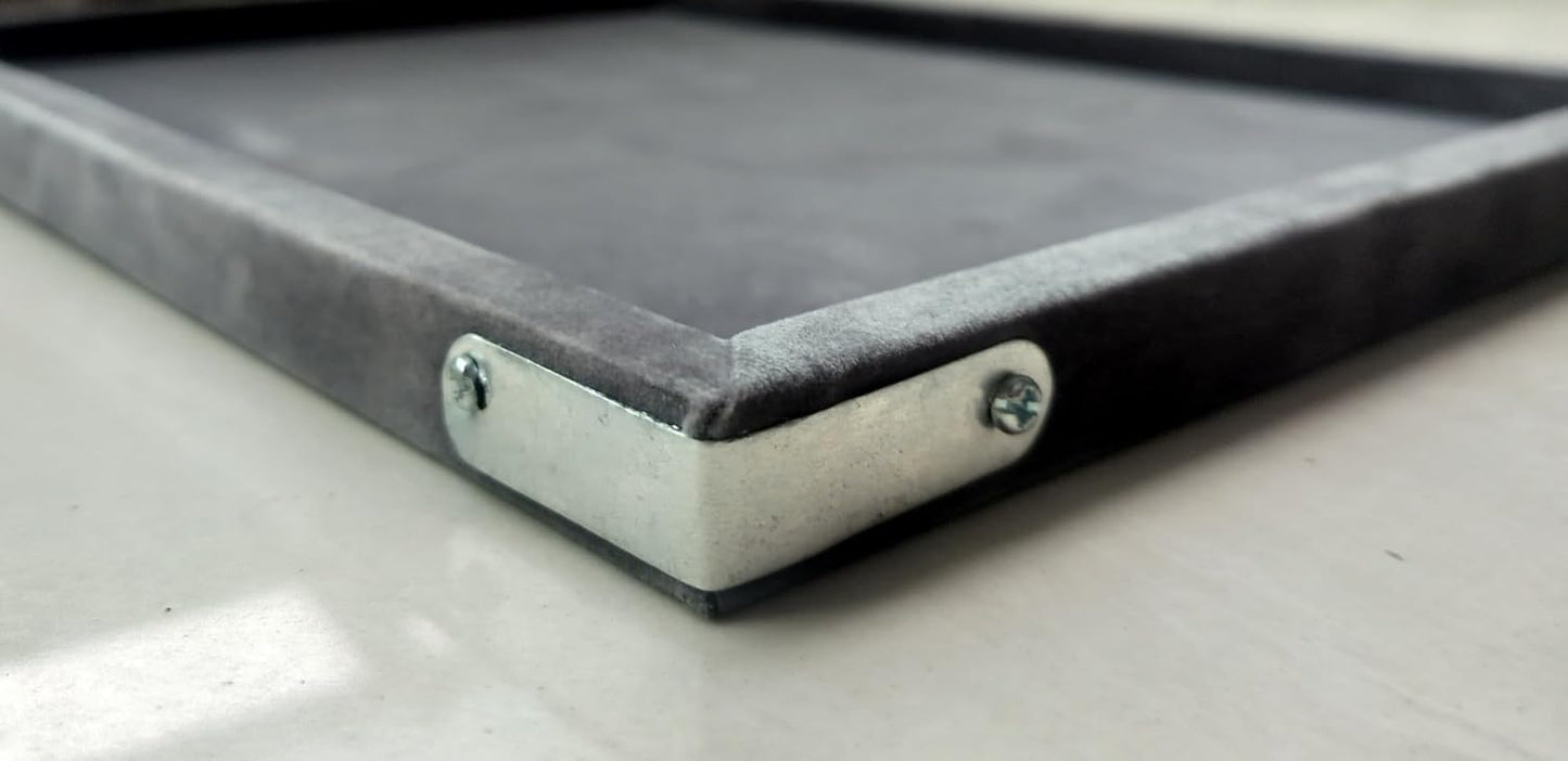 Rpinkal Premium Velvet Foam Padding Fabric Stackable Jewellery Trays 12 x 9 Inch (Grey) (Set of 2)