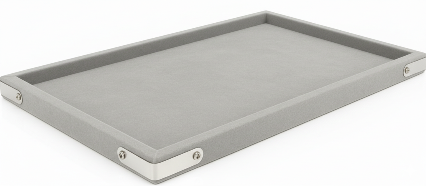 Rpinkal Premium Velvet Jewellery Display Organizer Tray 14 x 10 (Light Grey)
