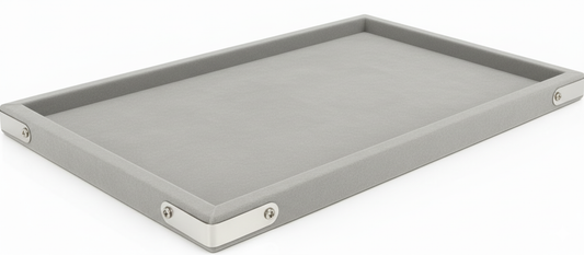 Rpinkal Premium Velvet Jewellery Display Organizer Tray 14 x 10 (Light Grey)