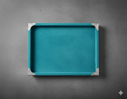 Rpinkal Premium Velvet Jewellery Display Tray 12 x 9 Inch Elegant Design with Gold Corner Protectors (Rama Green) 1 PCS