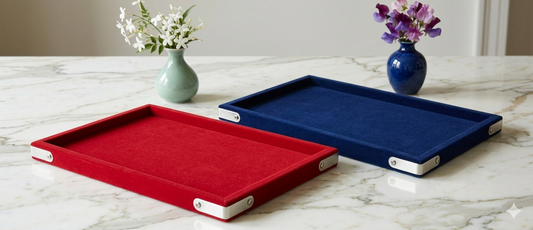 Rpinkal Jewellery Display Organizer Tray 12 x 9 Inch Velvet Beading Tray (RED-BLUE) 2 PCS