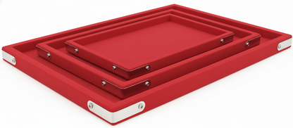 Rpinkal Velvet Combo Jewellery Display Organizer Tray (12x9 inch & 14x10 Inch & 15x12Inch) Velvet Tray Pack of 3 (Red)