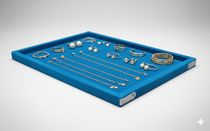 Rpinkal Sky blue Jewellery Display Organizer Tray 12 x 9 Inch (Sky blue)