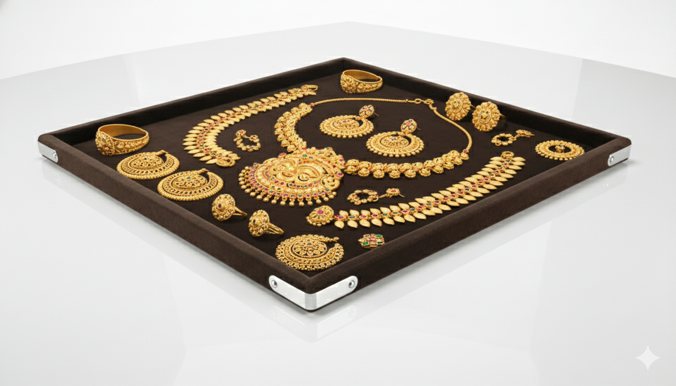 Rpinkal Velvet Jewellery Finding Beading Tray 15 x 12 Inch (Coffee Brown)1 PCS
