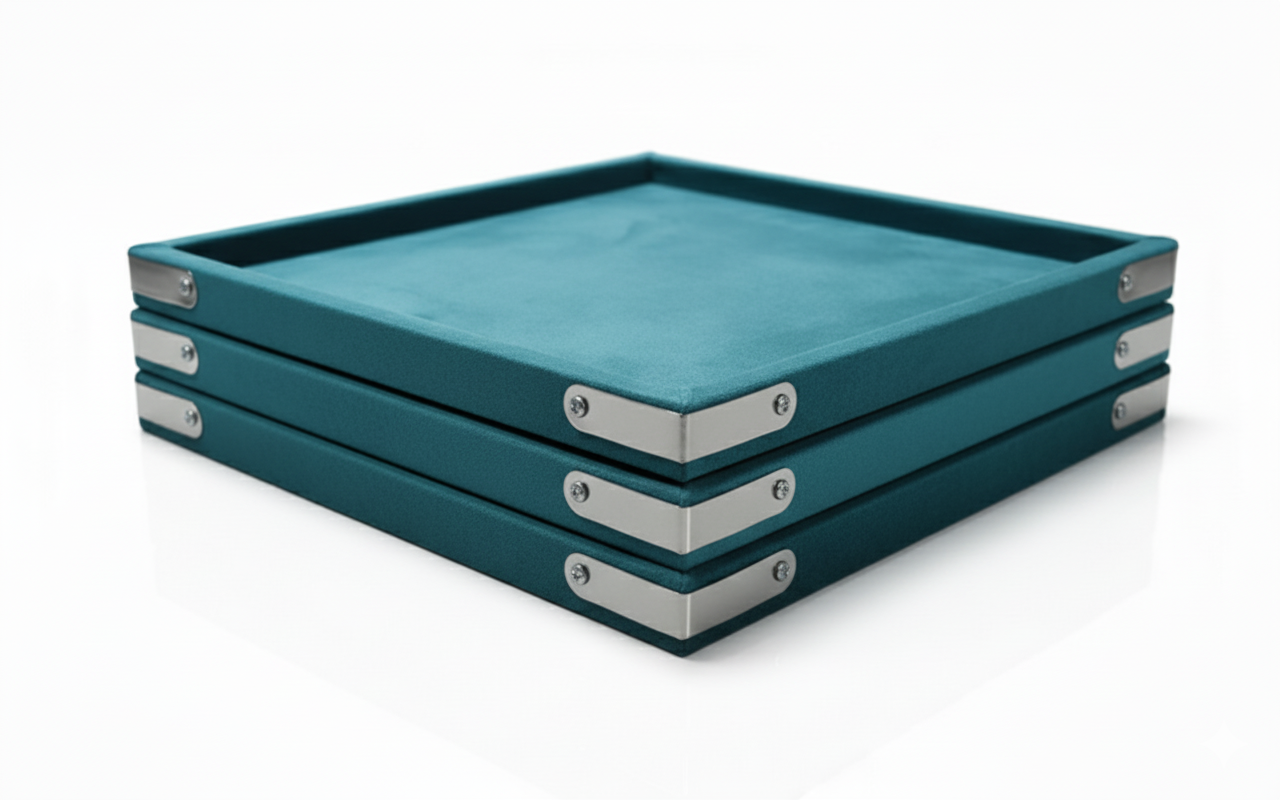 Rpinkal Velvet Jewellery Display & Beading Tray 14X10 Inch (Rama Green)1 PCS