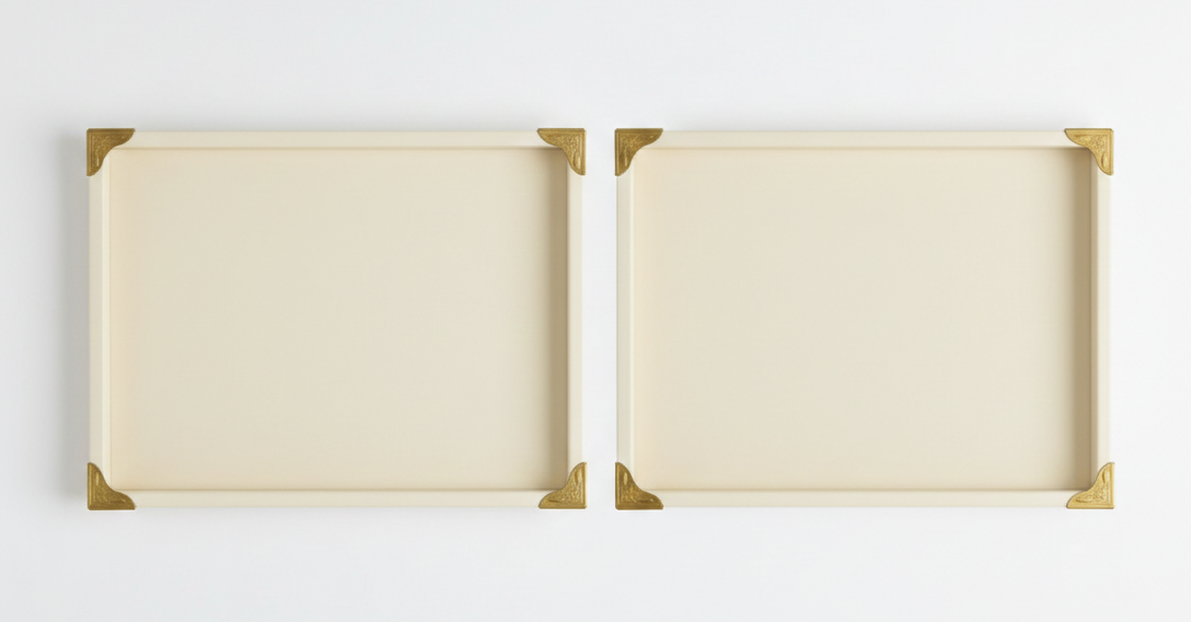 RpinkalVelvet Jewellery Display Tray 12 x 9 Inch | Premium Organizer for Rings, Earrings, Bracelets & Accessories | Elegant Display Tray with Gold Corner Protectors (Ivory cream.)
