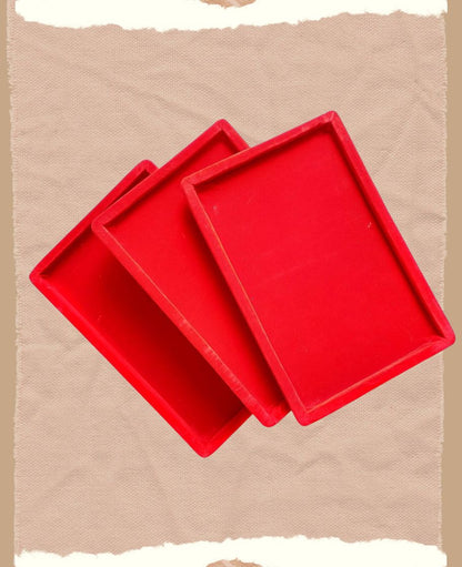 Rpinkal RED Velvet Jewellery Finding Beading Tray 12 x 9 Inch (RED) (Pack of 3)