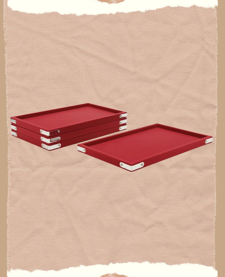 Rpinkal RED Velvet Jewellery Finding Beading Tray 12 x 9 Inch (RED) (Pack of 4)