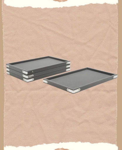 Rpinkal Jewellery Display Organizer Tray Velvet Beading Tray 12 x 9 Inch (Grey) (Pack of 4)