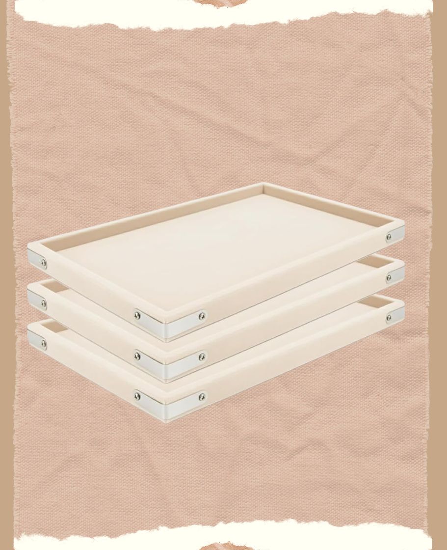Rpinkal Ivory Cream Velvet Jewellery Finding Beading Tray 12 x 9 Inch (Ivory Cream) (Pack of 3)
