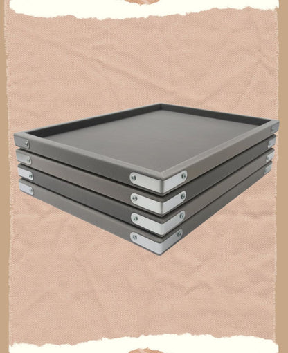 Rpinkal Premium Velvet Foam Padding Fabric Stackable Jewellery Trays 12 x 9 Inch (Grey) (Set of 4)