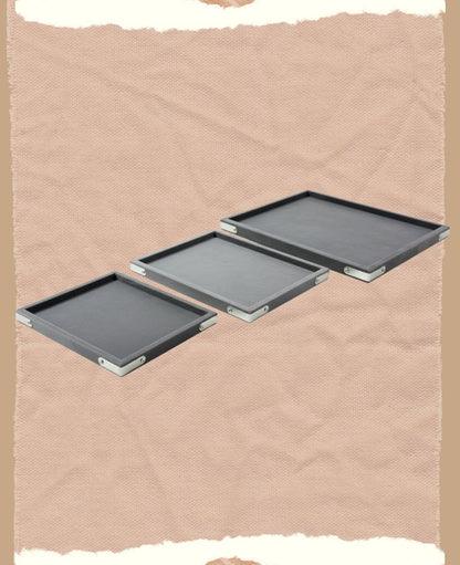 Rpinkal Combo Jewellery Display Organizer Tray Velvet (12x9 inch & 14x10 Inch & 15x12Inch) Velvet Tray Pack of 3 - Grey