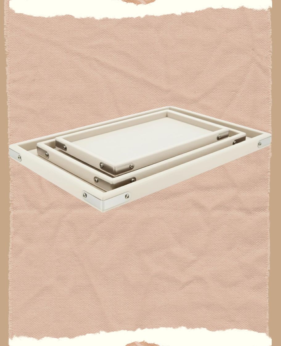 Rpinkal Velvet Jewellery Display & Organizer Tray Set of 3 – Ivory Cream | Premium Multipurpose Beading Trays for Rings, Earrings, Bracelets, Bangles & Showcase Display | Sizes 12x9, 14x10, 15x12 Inch (Ivory Cream)