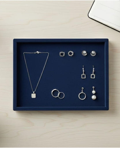 Rpinkal Velvet Jewellery Display & Beading Tray 12 x 9 Inch (Navy Blue)