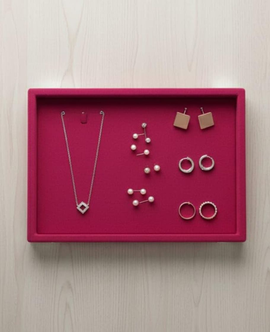 Rpinkal Velvet Jewellery Display & Beading Tray 12 x 9 Inch (Rani Pink)