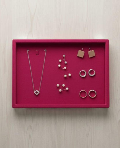 Rpinkal Velvet Jewellery Display & Beading Tray 12 x 9 Inch (Rani Pink)