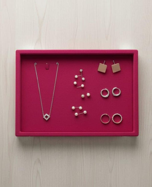Rpinkal Velvet Jewellery Display & Beading Tray 12 x 9 Inch (Rani Pink)