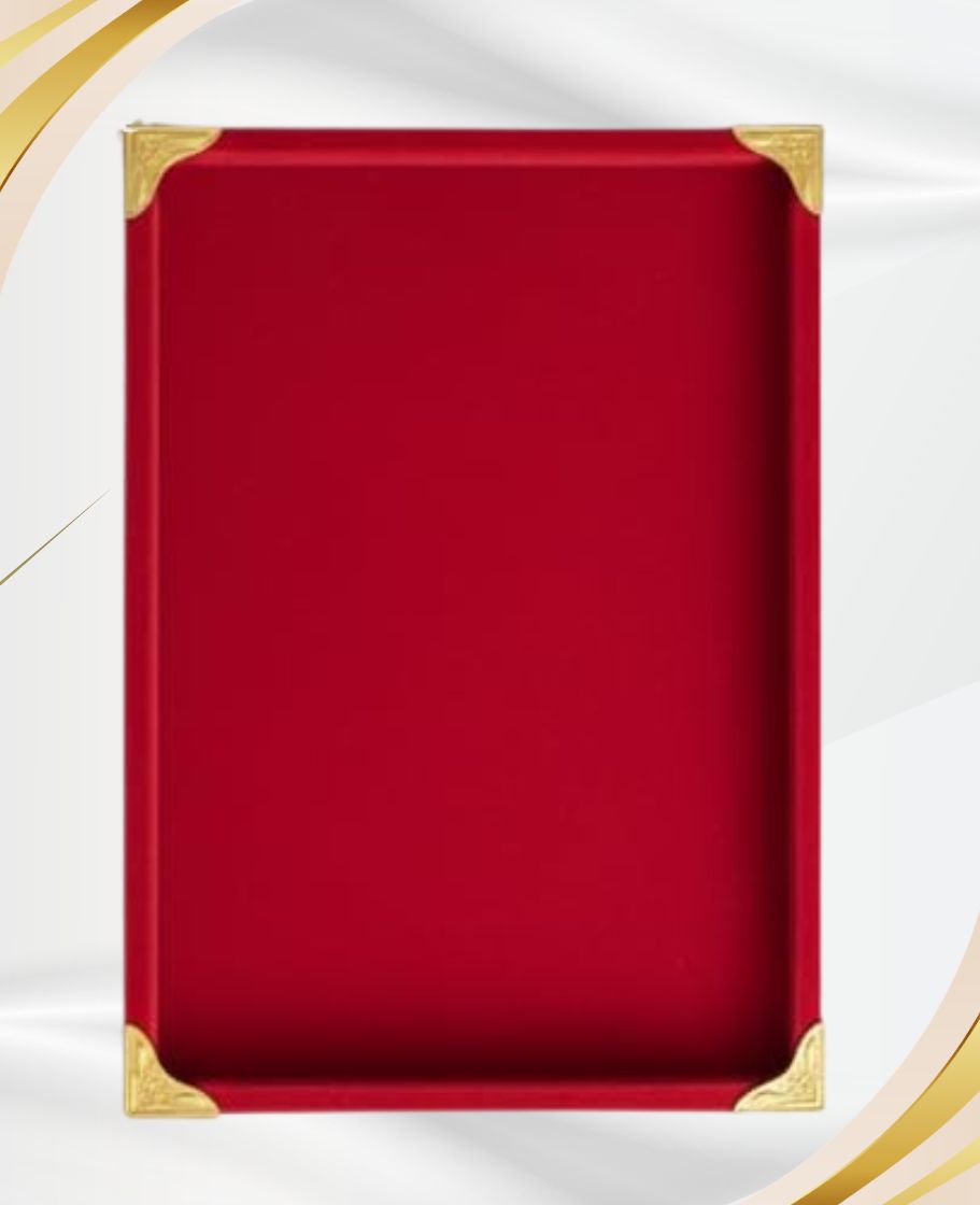 Rpinkal Premium Velvet Jewellery Display Tray 12 x 9 Inch Elegant Design with Gold Corner Protectors (Red)1 PCS