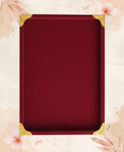 Rpinkal Premium Velvet Jewellery Display Tray 12 x 9 Inch Elegant Design with Gold Corner Protectors (Maroon)