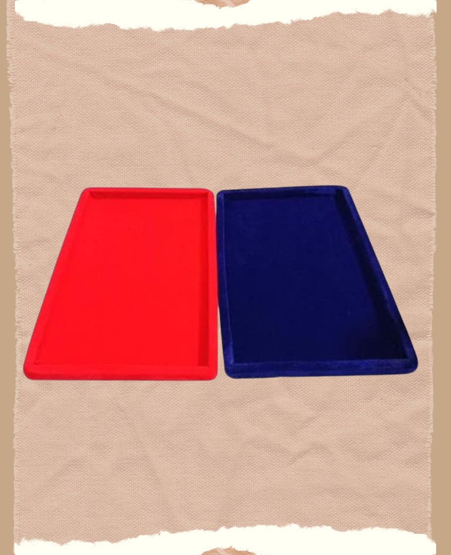 Rpinkal Jewellery Display Organizer Tray 12 x 9 Inch Velvet Beading Tray (RED-BLUE) 2 PCS
