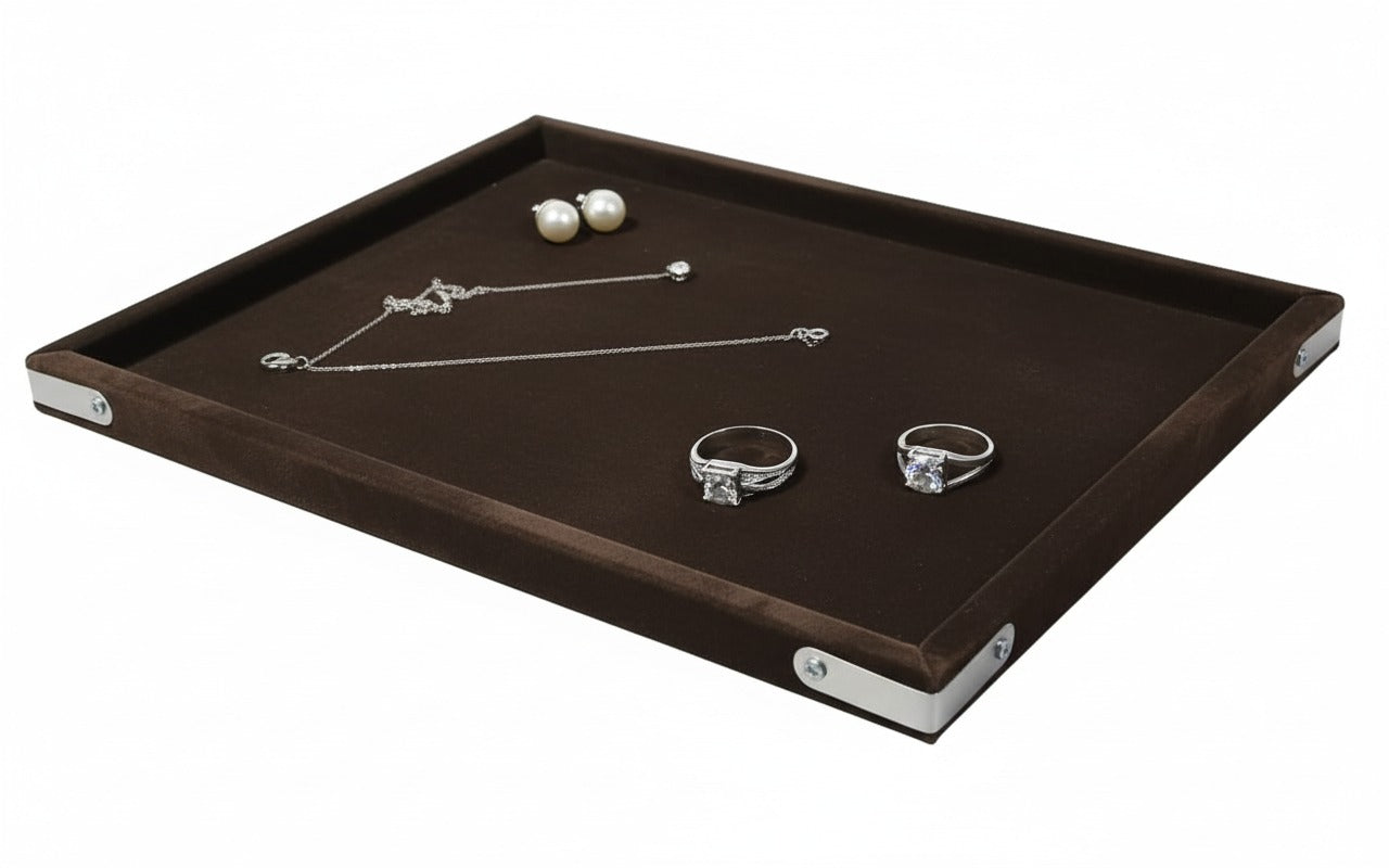 Rpinkal Velvet Jewellery Finding Beading Tray 12 x 9 Inch (Coffee Brown)1 PCS