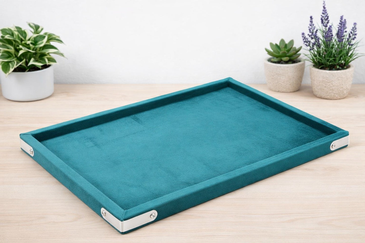 Rpinkal Velvet Jewellery Display & Beading Tray 14X10 Inch (Rama Green)1 PCS