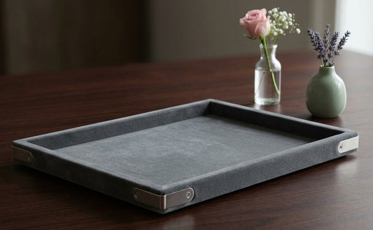 Rpinkal Velvet Jewellery Display & Beading Tray 12 x 9 Inch (New Grey)