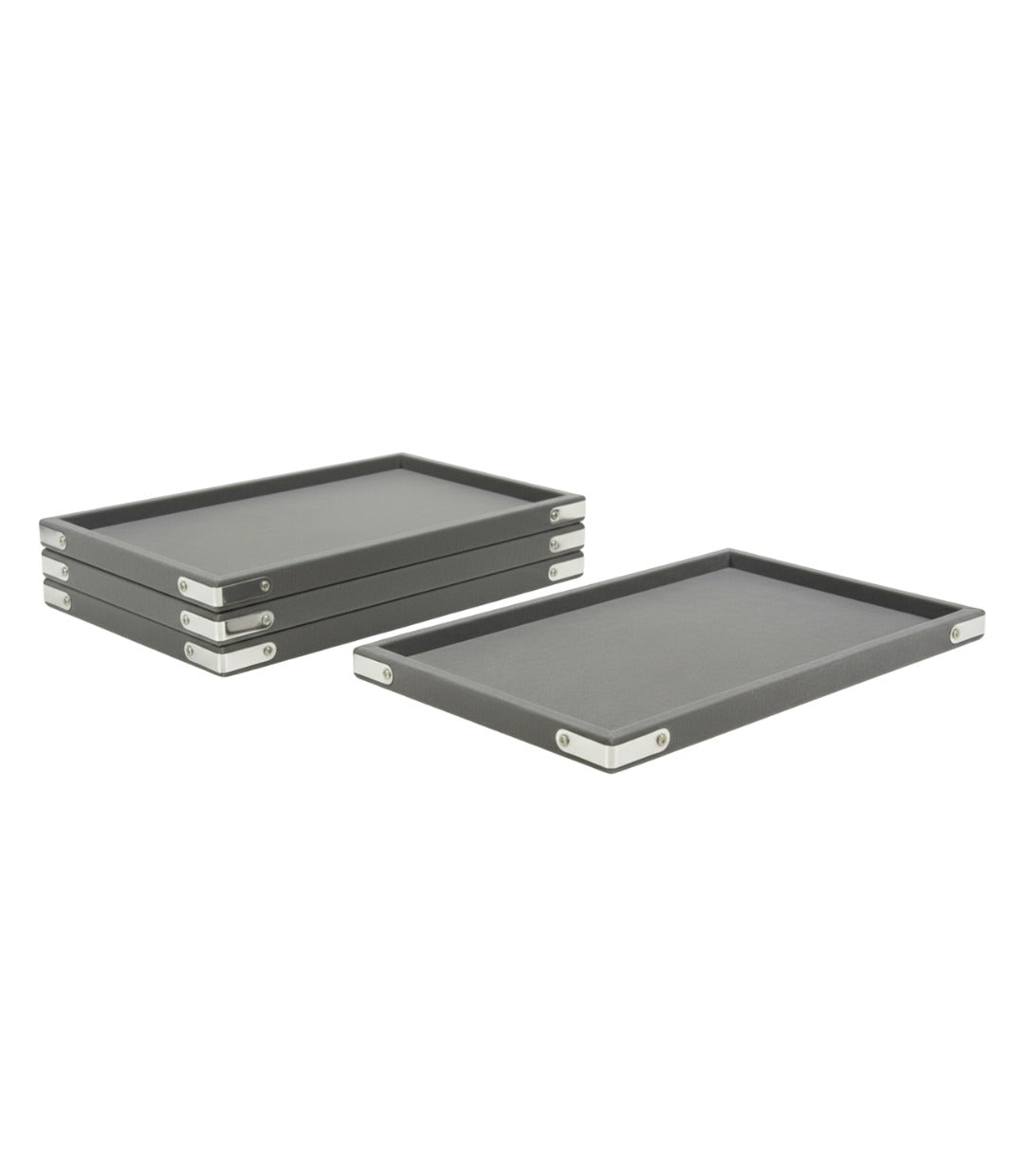Rpinkal Jewellery Display Organizer Tray Velvet Beading Tray 12 x 9 Inch (Grey) (Pack of 4)