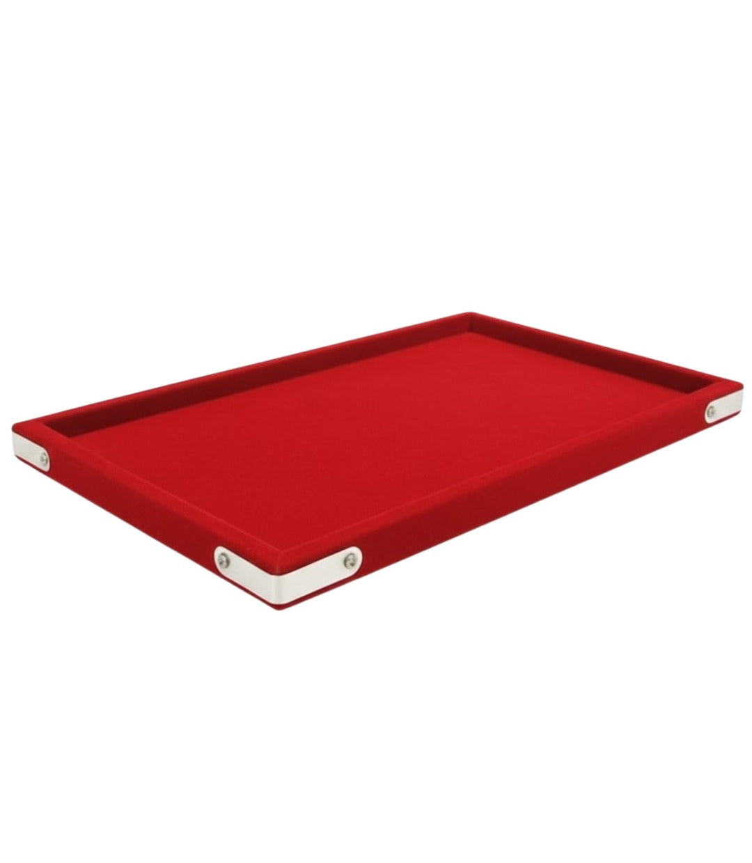 Rpinkal Jewellery Display Tray, Jewellery,Organizer, Velvet, Beading 12 x 9 (Pack of 2) Black -Red