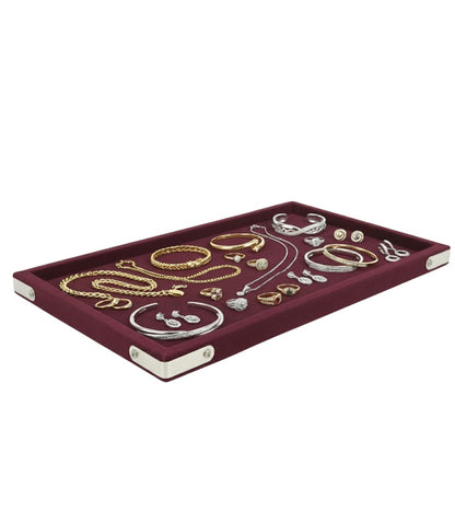 Rpinkal Jewellery Display Organizer Tray MAROON Velvet Beading Tray 14 x 10 (MAROON)