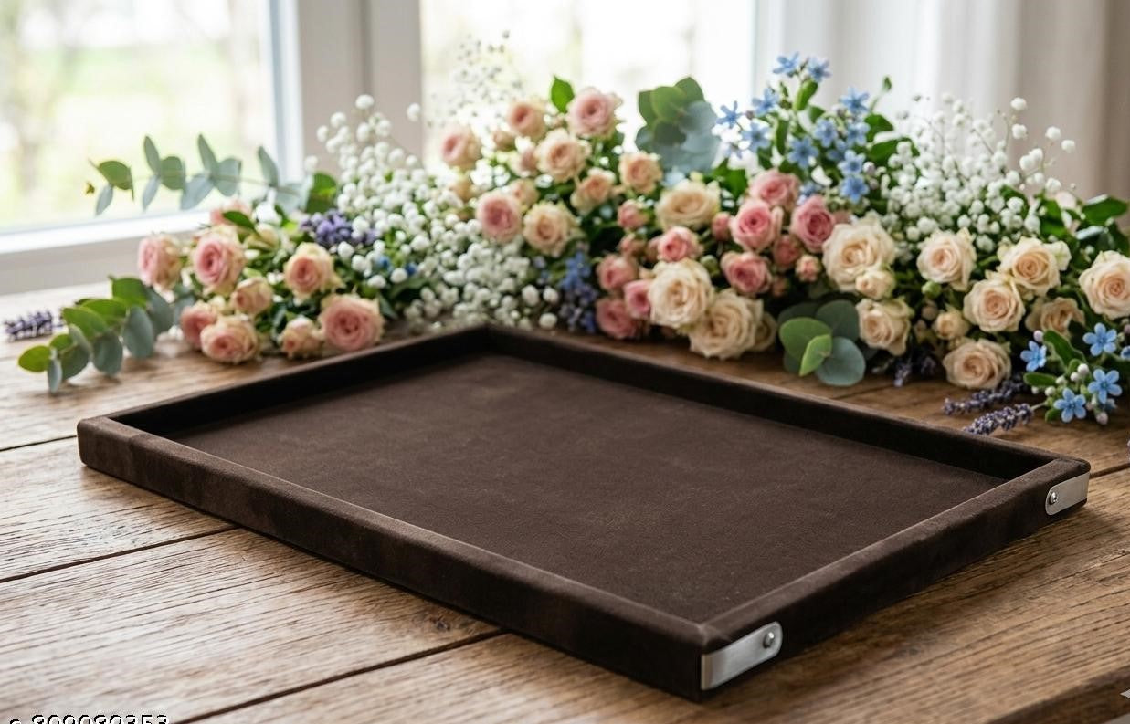 Rpinkal Velvet Jewellery Finding Beading Tray 12 x 9 Inch (Coffee Brown)1 PCS